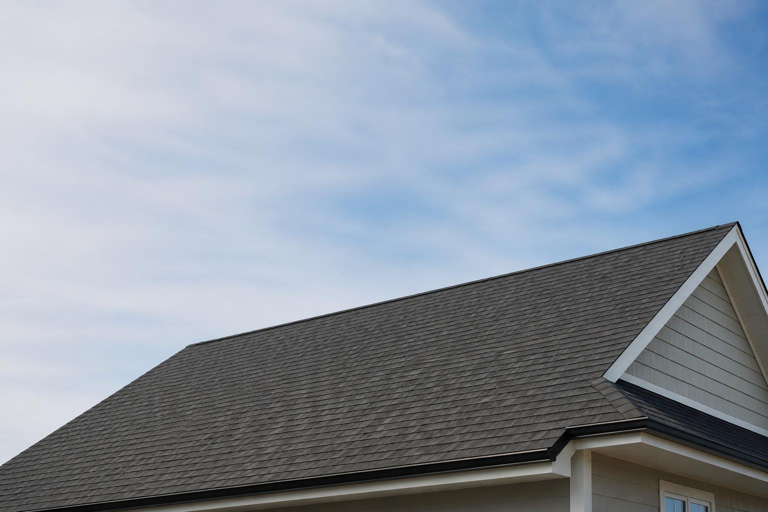 Finished roof under calm natural light with open space for text.